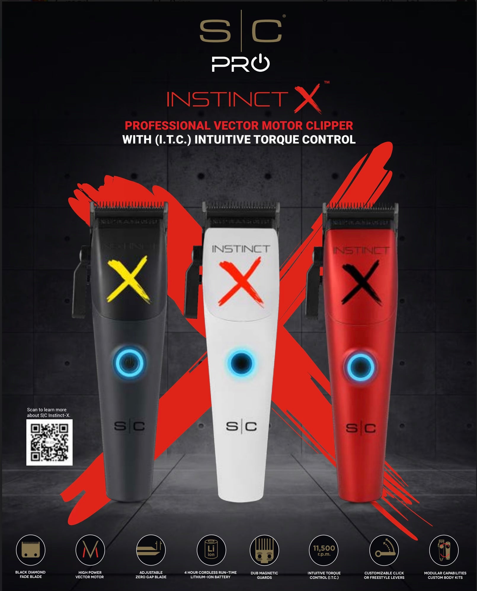 Instinct Professional Vector Motor Cordless Hair Clipper with Intuitive  Torque Control