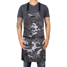 Load image into Gallery viewer, Stylecraft PROFESSIONAL HEAVY WEIGHT WATERPROOF BARBER OR SALON HAIR CUTTING APRON BLACK CAMO