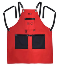 Load image into Gallery viewer, Stylecraft PROFESSIONAL HEAVY WEIGHT WATERPROOF BARBER OR SALON HAIR CUTTING APRON RED/BLACK