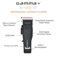 Load image into Gallery viewer, Gamma+ Shorty Cordless Hair Clipper w/ EON Digital Motor
