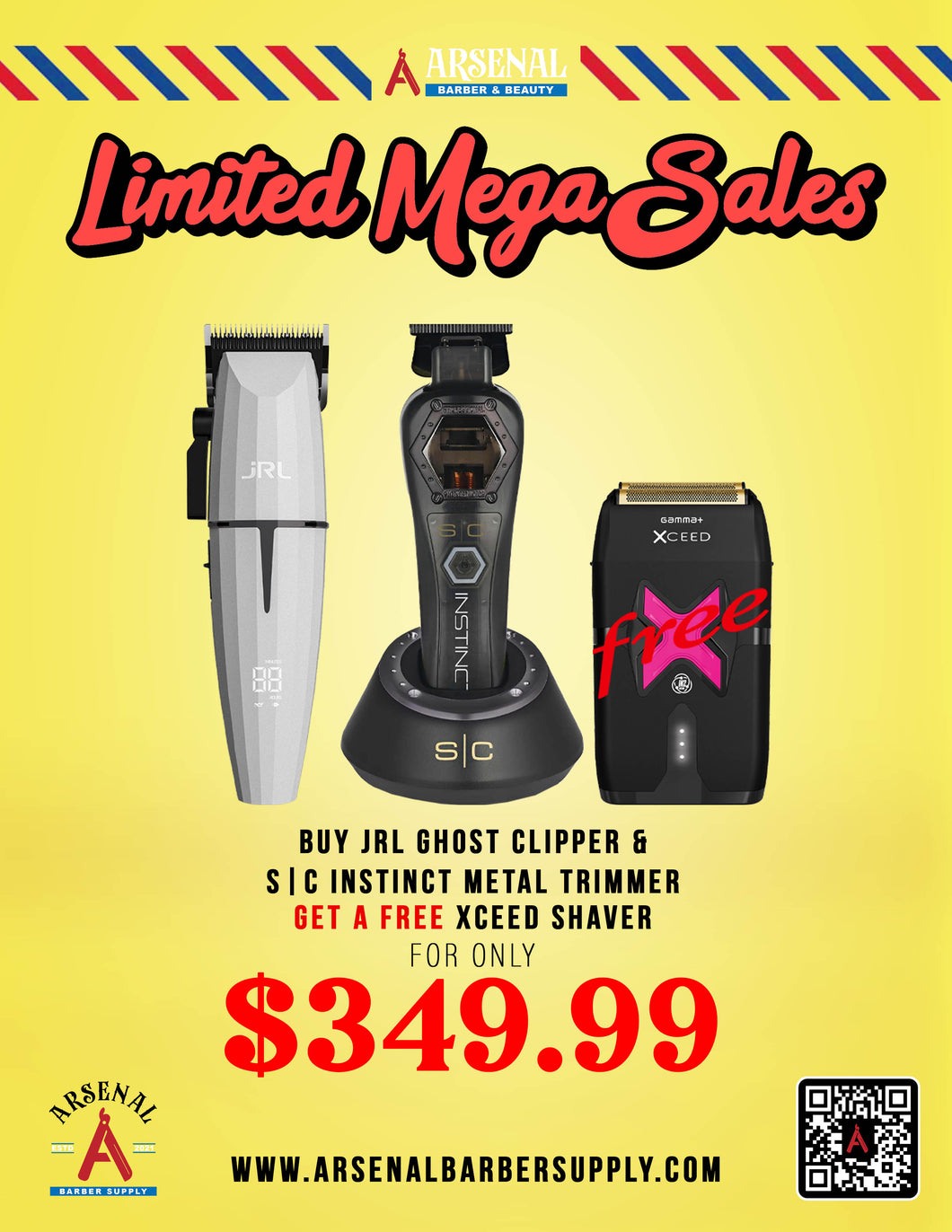 LIMITED MEGA SALE! JRL Ghost Clipper + Stylecraft Instinct Metal Trimmer + Gamma Xceed Shaver