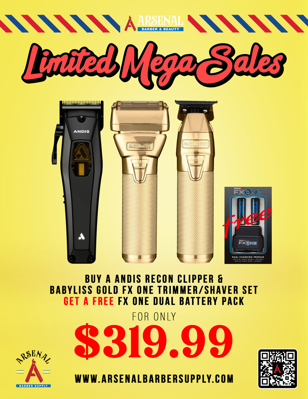 LIMITED MEGA SALE! Andis Recon Clipper + Babyliss FxOne Gols Trimmer & Shaver + Babyliss FxOne Dual Battery