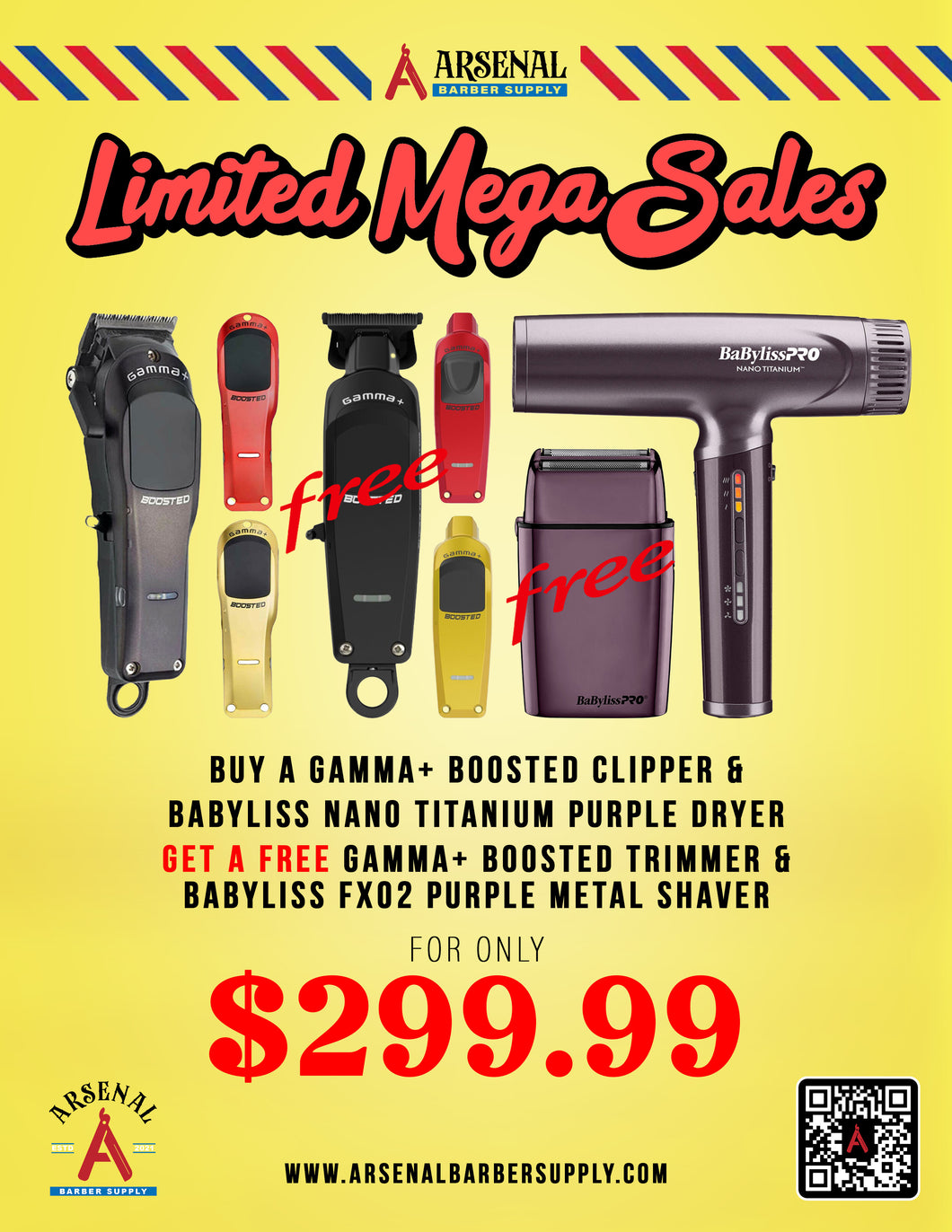 LIMITED MEGA SALE! Gamma Boosted Clipper + Gamma Boosted Trimmer + Babyliss Purple Shaver + Babyliss Nano Titanium Purple Hair Dyer