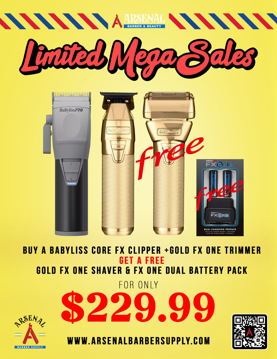 LIMITED MEGA SALE!Babyliss CoreFx Clipper + Babyliss FxOne Trimmer + Babyliss FxOne Shaver + Babyliss Dual Battery Set