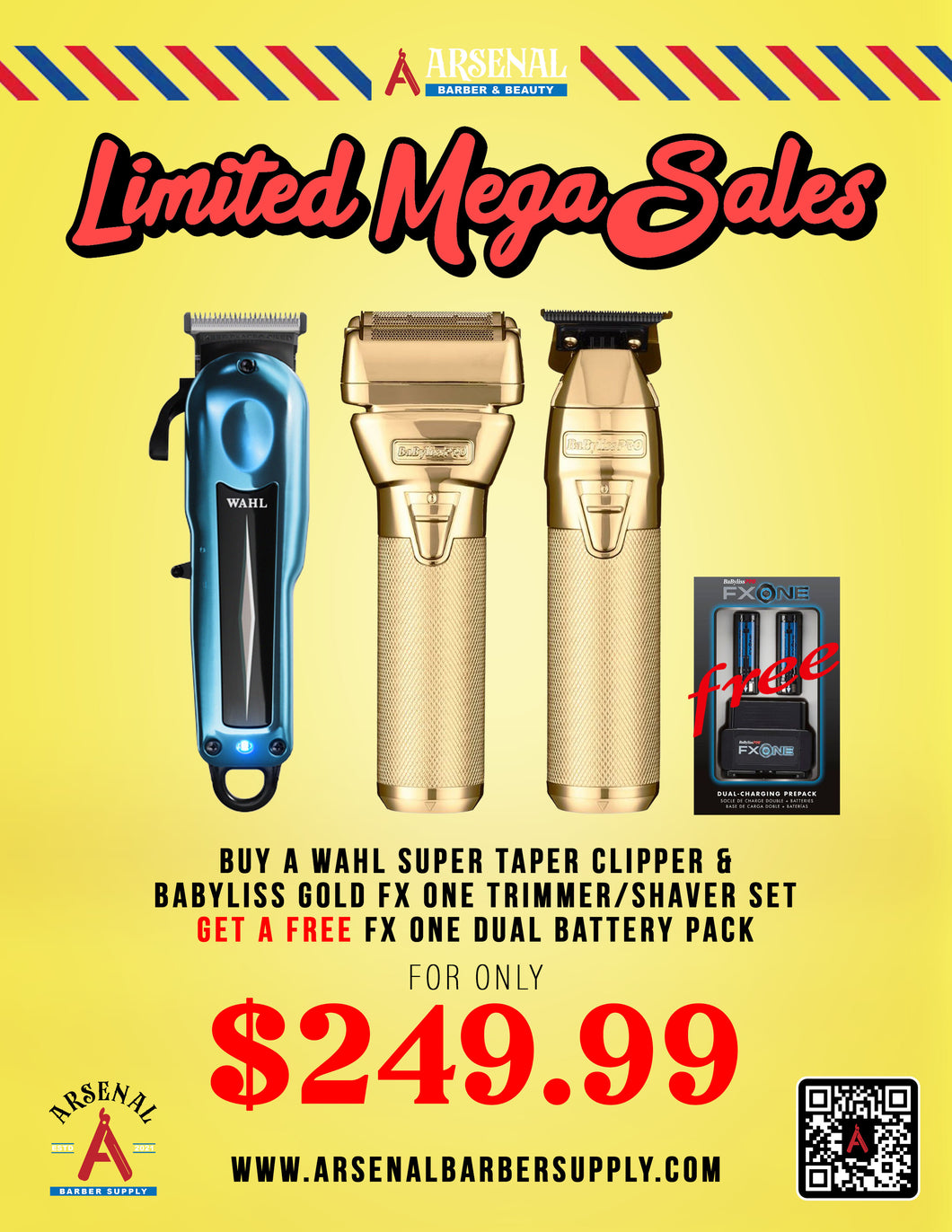 LIMITED MEGA SALE! Wahl Super Taper Clipper + Babyliss FxOne Gold Trimmer & Shaver + Babyliss FxOne Dual Battery