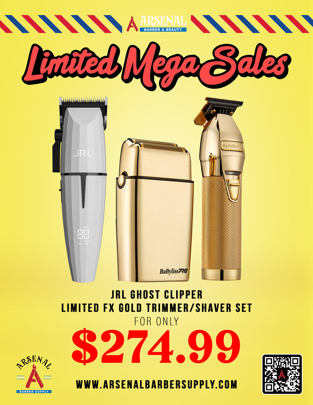 LIMITED MEGA SALE! JRL Ghost Clipper + Babyliss Limitedfx Trimmer Shaver Set Gold