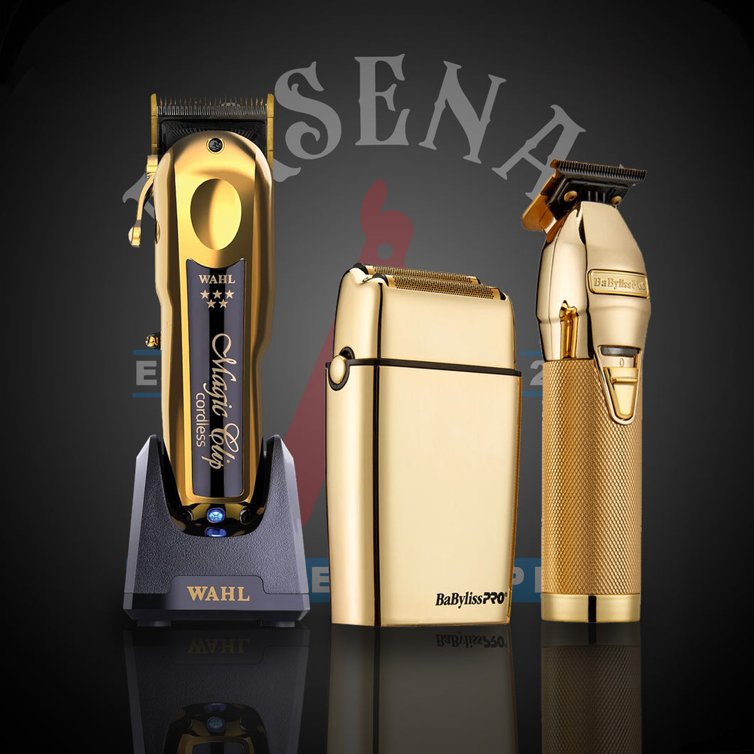 Wahl Magic Clip Gold + Babyliss Limiteffx Trimmer Shaver Set Gold