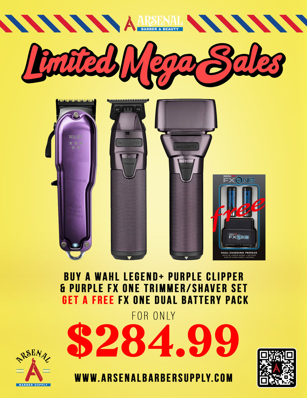 LIMITED MEGA SALE! Wahl Legend + Clipper + Babyliss FxOne Purple Trimmer Shaver Set + Babyliss FxOne Dual Battery Pack