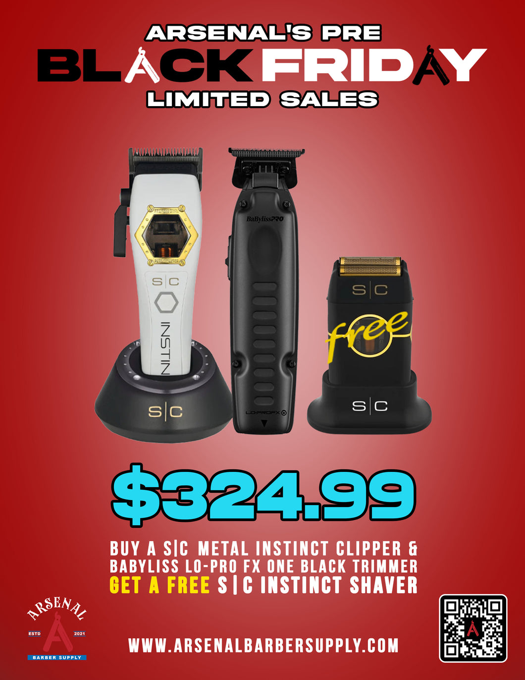 PRE BLACK FRIDAY SALE-Stylecraft Metal Instinct Clipper + Babyliss Lo-Pro FxOne Trimmer + Stylecraft Metal Instinct Shaver + Babyliss FxOne Accessories Kit