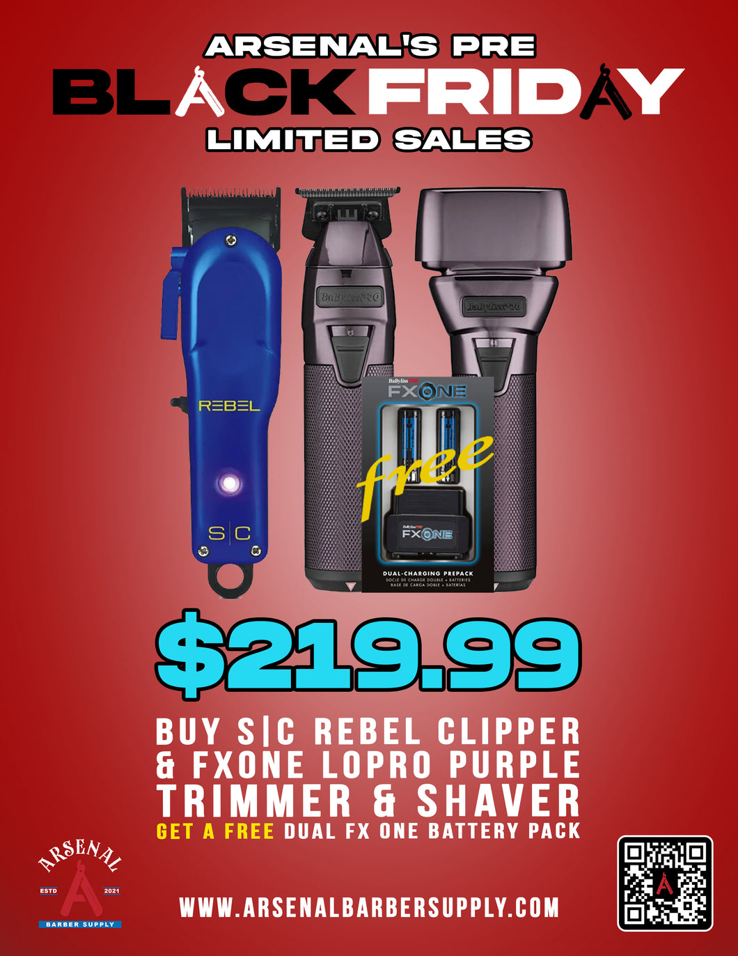 PRE BLACK FRIDAY SALE- Stylecraft Rebel Clipper + Babyliss FxOne Trimmer & Shaver Purple + Babyliss FxOne Dual Battery Pack