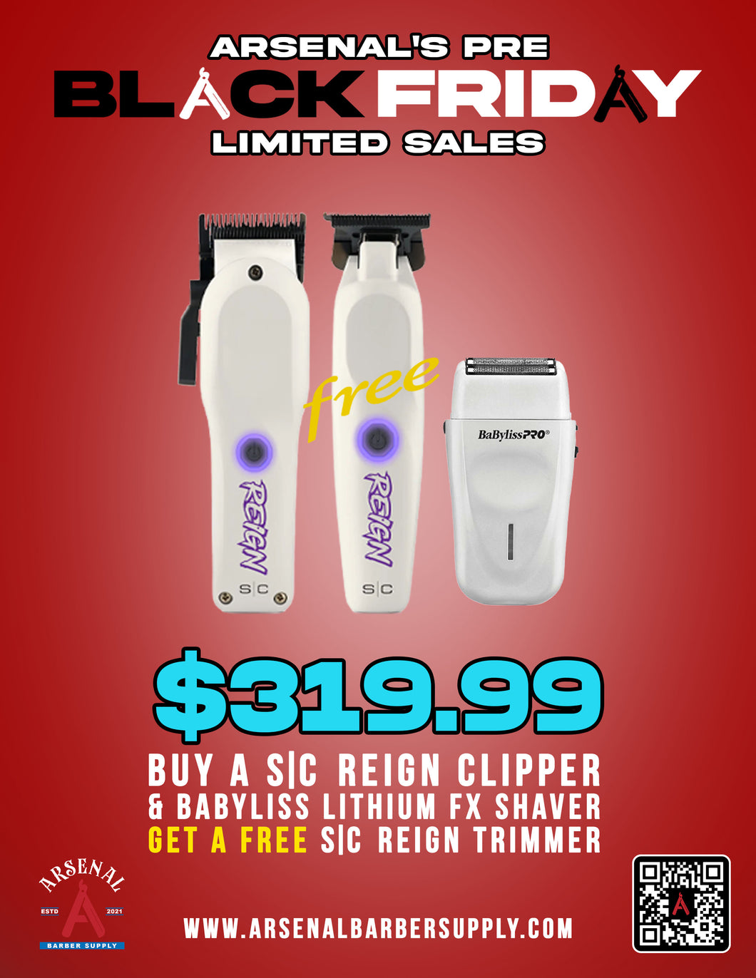 PRE BLACK FRIDAY SALE- Stylecraft Reign Clipper + Stylecraft Reign Trimmer + Babyliss Lithium Shaver