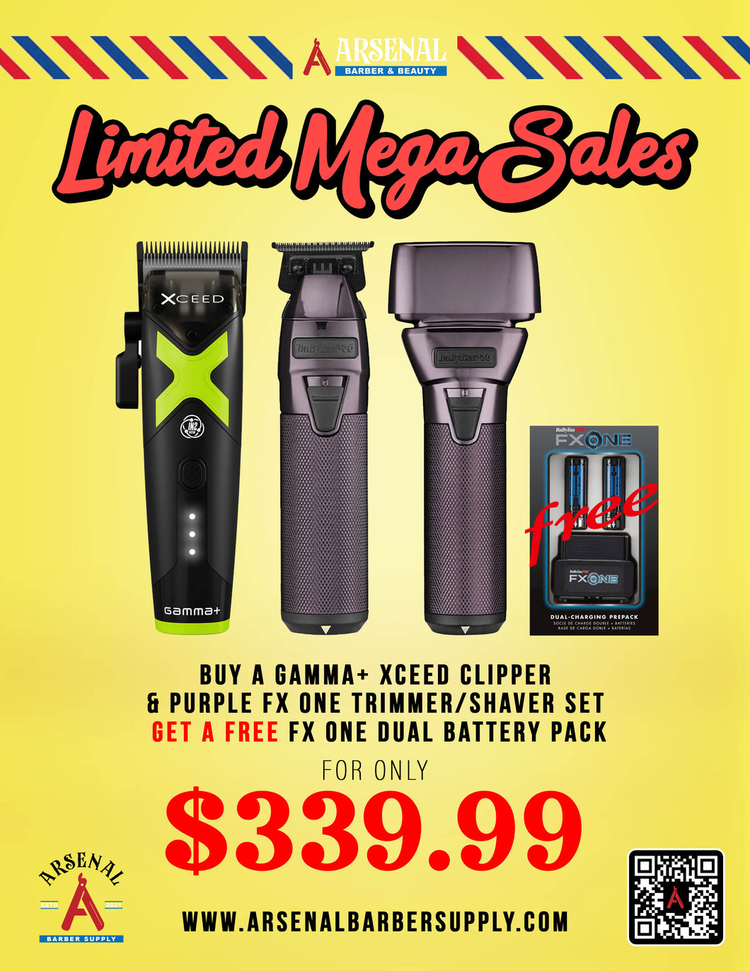 LIMITED MEGA SALE! Gamma Xceed Clipper + Babyliss Purple FxOne Trimmer & Shaver + Babyliss FxOne Dual Battery