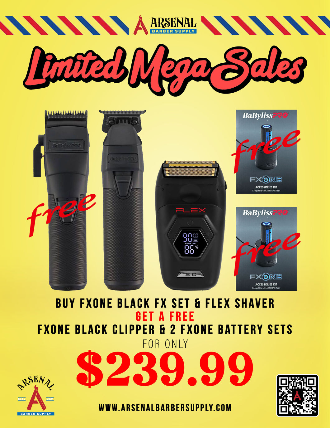 LIMITED MEGA SALE! Babyliss FxOne Clipper Trimmer Set + Stylecraft Flex Shaver + 2 Babyliss FxOne Accessories Kit