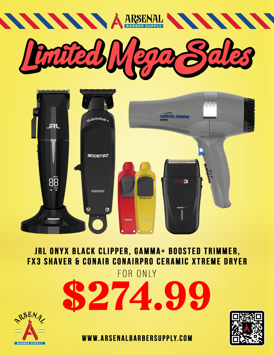 LIMITED MEGA SALE! JRL Onyx Clipper + Gamma Boosted Trimmer + Babyliss fx3 shaver + blow dryer