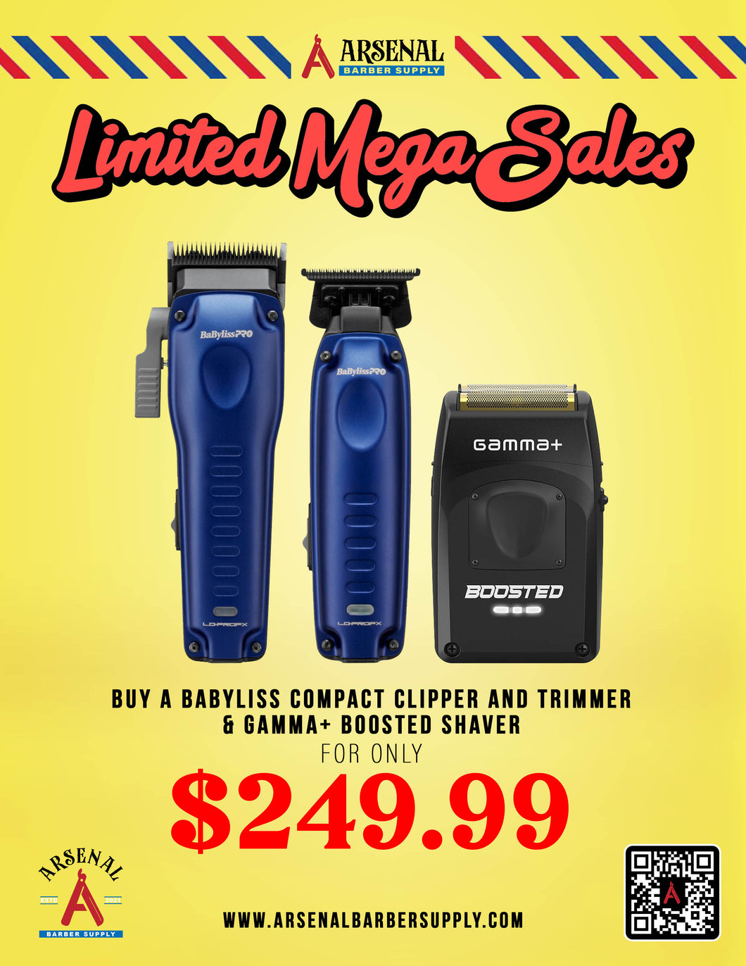 LIMITED MEGA SALE! Babyliss Compact Clipper + Babyliss Compact Trimmer + Gamma Boosted Shaver