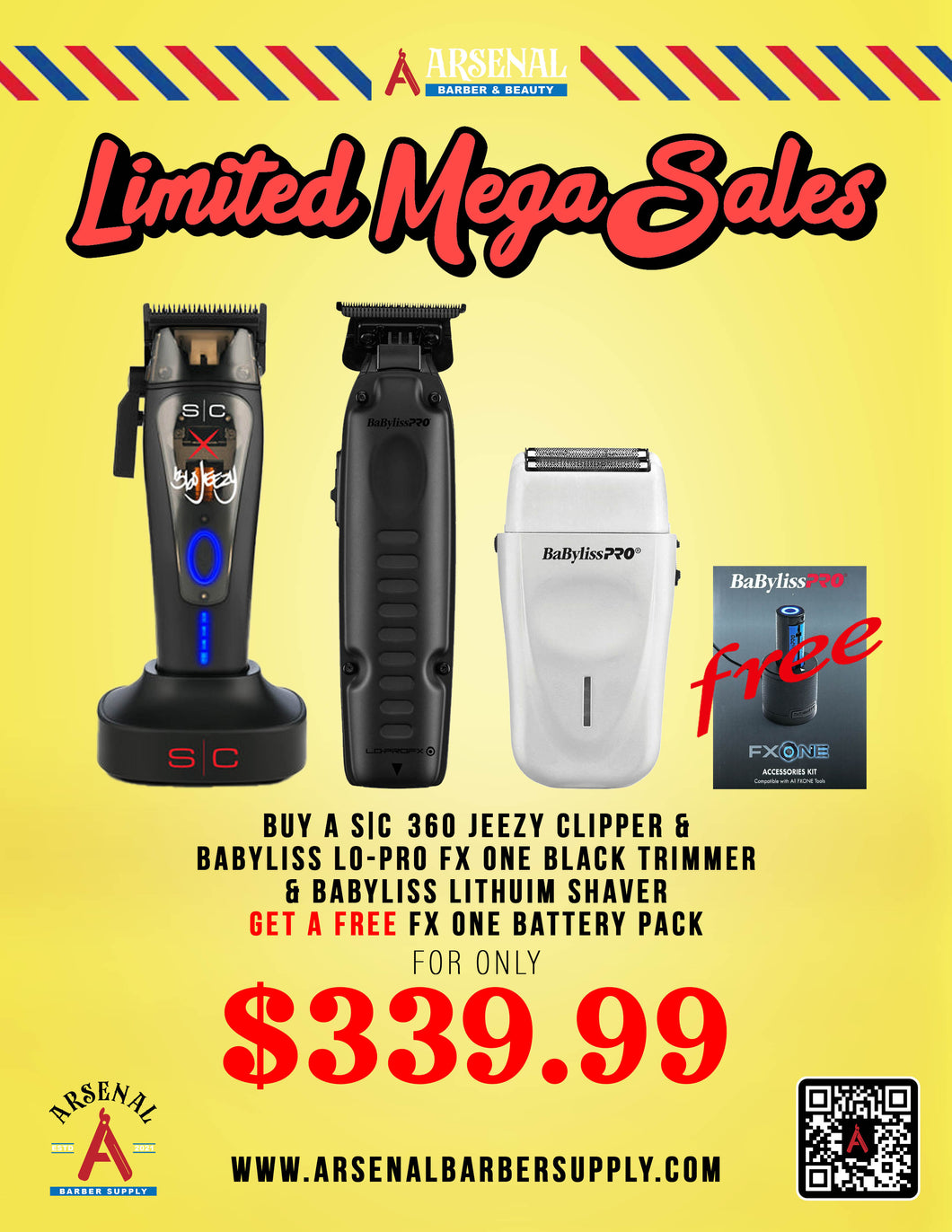 LIMITED MEGA SALE! Stylecraft 360 Jeezy Clipper + Babyliss Lo-Pro FxOne Trimmer + Babyliss Lithium Shaver + Babyliss FxOne Battery Pack