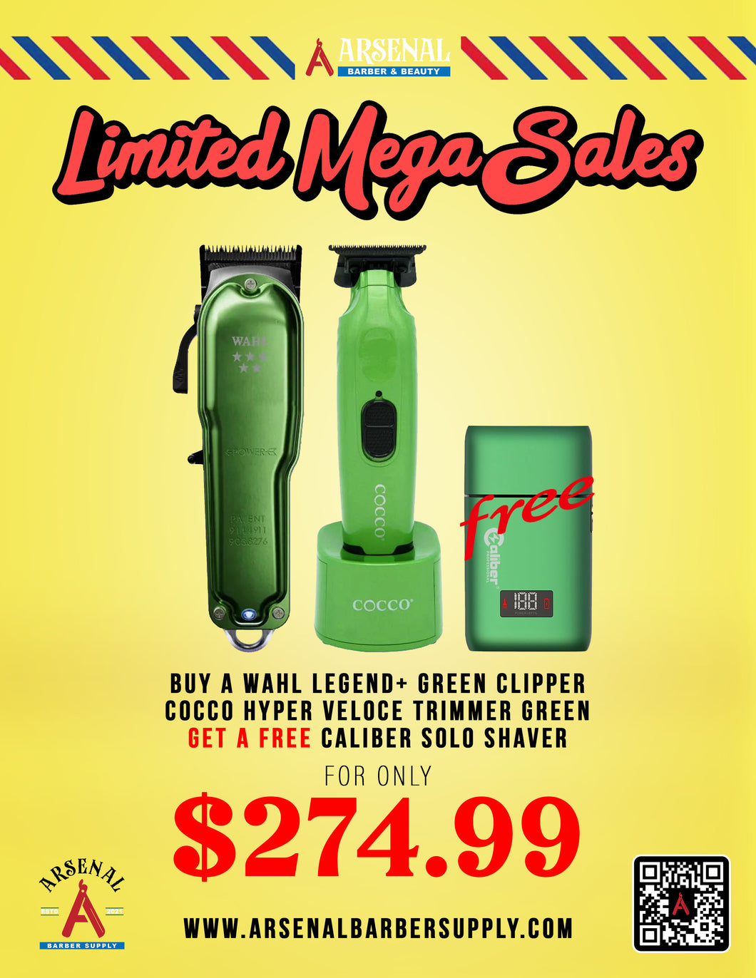 LIMITED MEGA SALE! Wahl Legend+ green Clipper + Cocco Hyper Veloce Green Trimmer + Caliber Solo Shaver