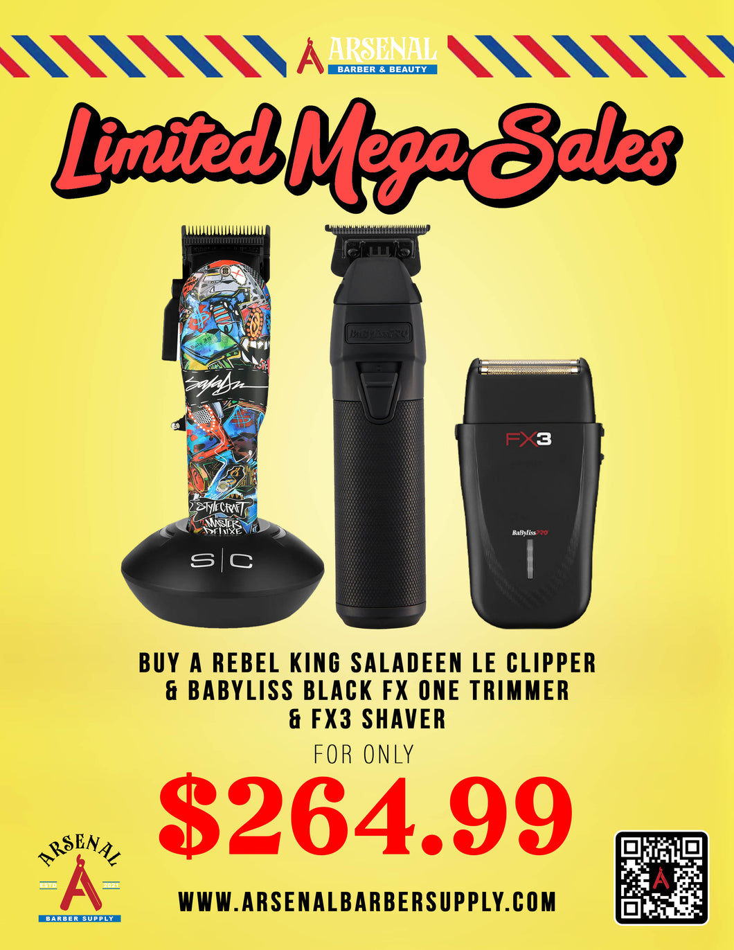 LIMITED MEGA SALE!  Stylecraft Rebel Saladeen Clipper + Babyliss FxOne Black Trimmer + Babyliss Fx3 Shaver
