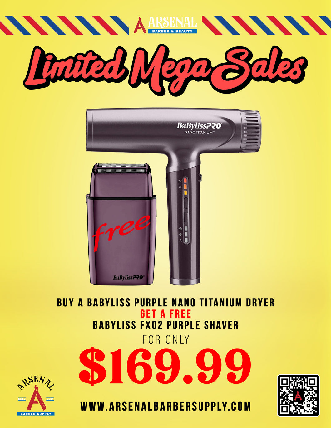 LIMITED MEGA SALE! Babyliss Purple Shaver + Babyliss Nano Titanium Purple Hair Dryer