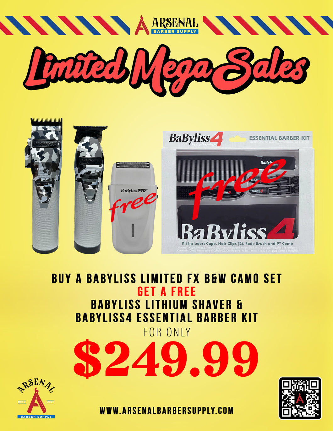 LIMITED MEGA SALE! Babyliss Camo Clipper Trimmer Set + Babyliss Lithium Shaver + Babyliss Essential Barber Kit (cape, comb, brush & hair clips)