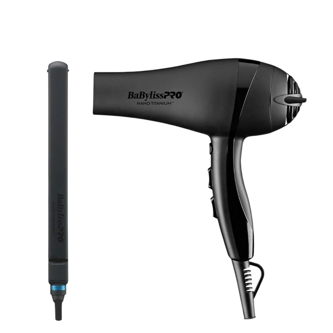 BaBylissPRO® Nano Titanium™ Matte Black 5548 Dryer And 1 Inch Ultra Thin Flat Iron