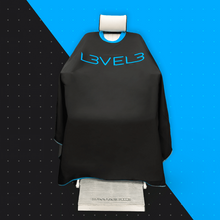 Load image into Gallery viewer, Level 3 Professional Rubber Neck Cutting Cape- Black / Blue Trim
