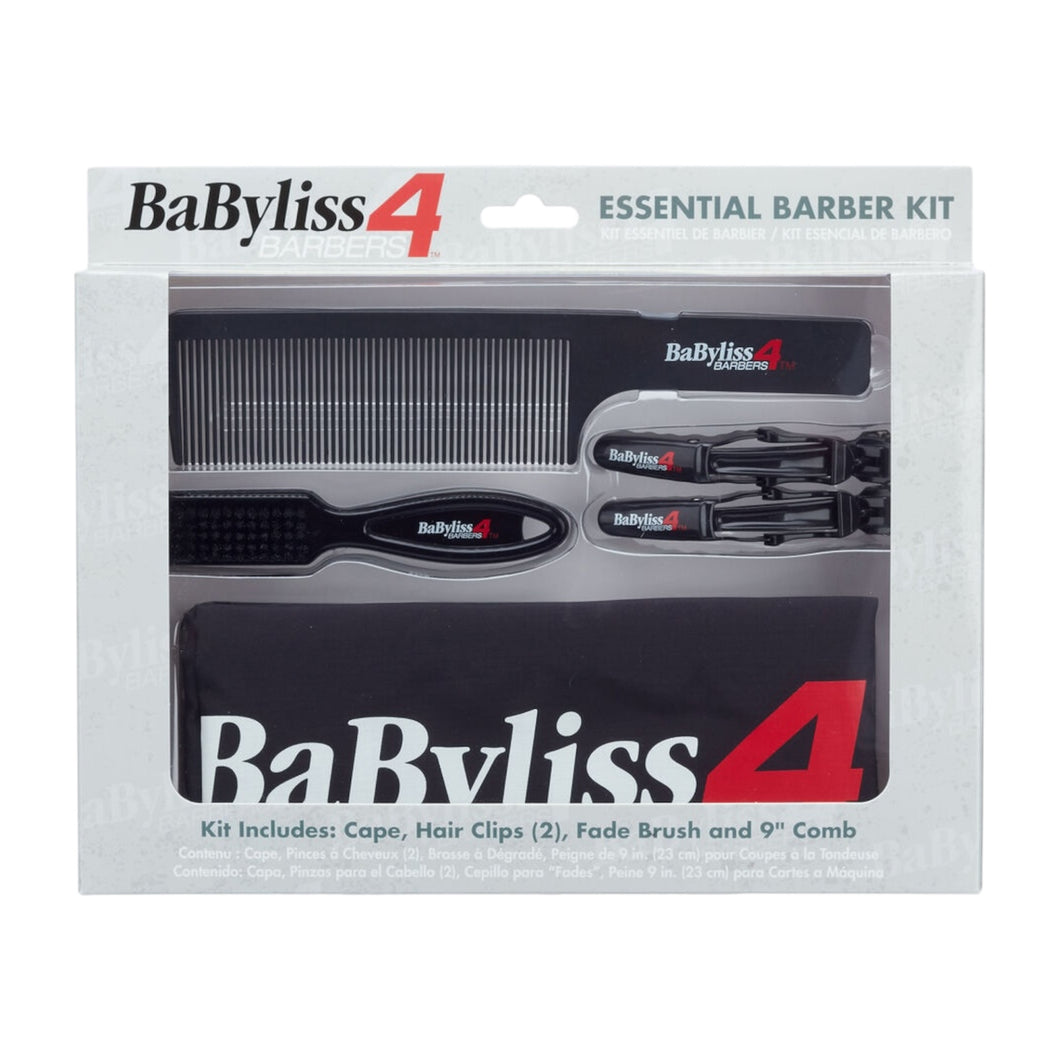 Babyliss 4 Barbers Essential Barber Kit (Cape, 2 Hair Clips, Fade Brush & 9” Comb)
