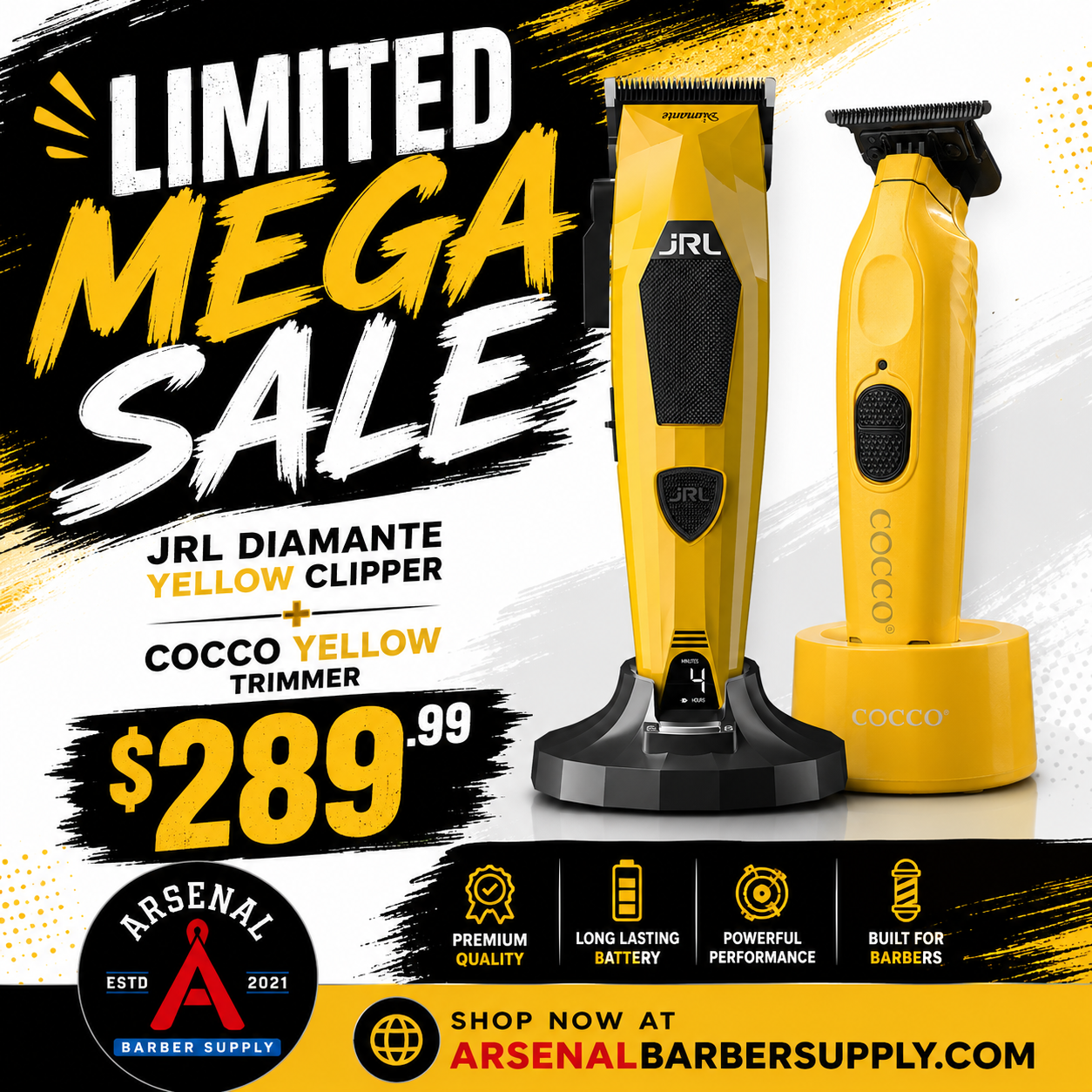 Limited Mega Sale JRL Diamante Yellow Clipper + Cocco Yellow