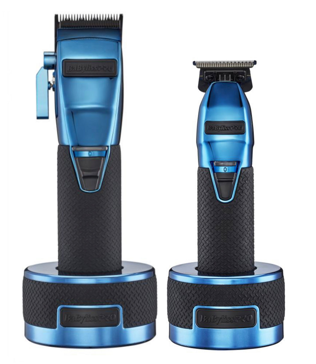 BaByliss PRO Blue FX Boost+ Limited Edition Clipper & Trimmer Set With Charging Base
